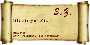 Slezinger Zia névjegykártya
